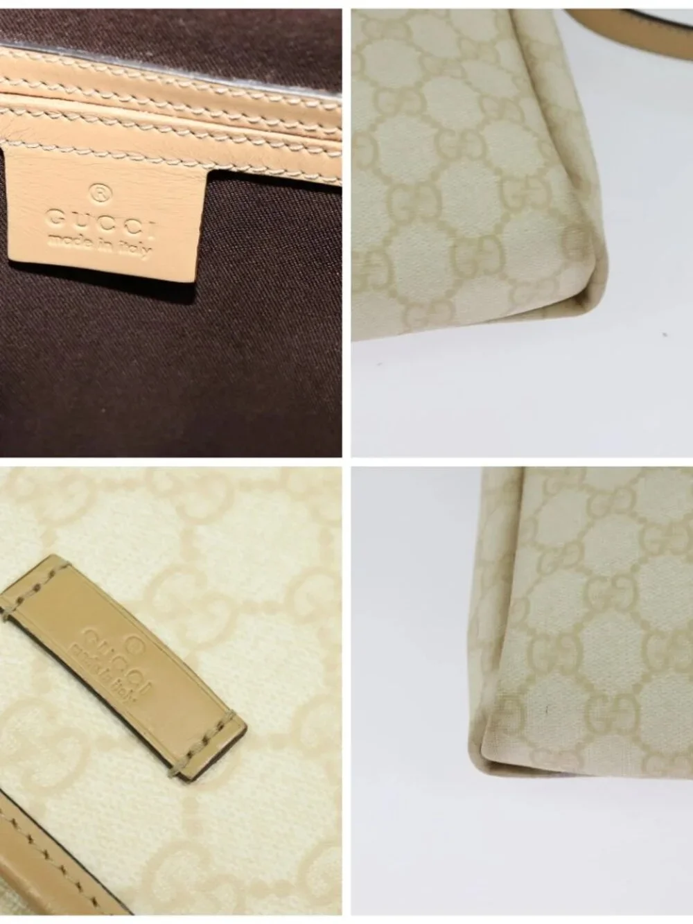 GUCCI GG Supreme Shoulder Bag PVC White Gold - Picture 12 of 16